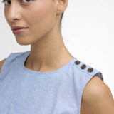 Barbour Josie Sleeveless Blouse In Light Chambray