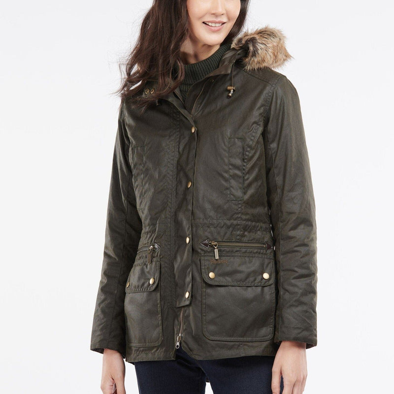 Barbour Kelsall Waxed Cotton Parka Jacket in Olive