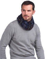 Barbour Lambswool Tartan Scarf In Navy/Red