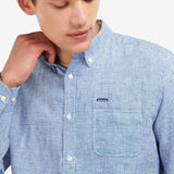 Barbour Linton Tailored Linen Shirt in Navy