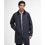 Barbour Lorden Waxed Mac In Navy