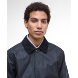 Barbour Lorden Waxed Mac In Navy
