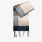 Barbour Marie Check Scarf In Navy/Blush Pink