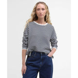 Barbour Marine Striped Crew Neck Jumper In Navy Stripe