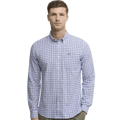 Barbour Men's Nelson Gingham Long Sleeved Tailored Shirt Blue