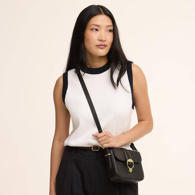 Barbour Mini Rosa Leather Crossbody Bag Black