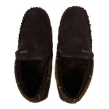 Barbour Monty Slippers In Brown Suede