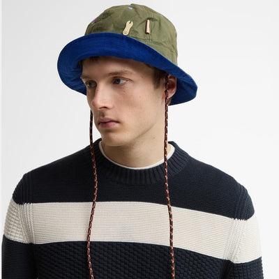 Barbour Paul Smith Loves Barbour Domed Bucket Hat In Khaki