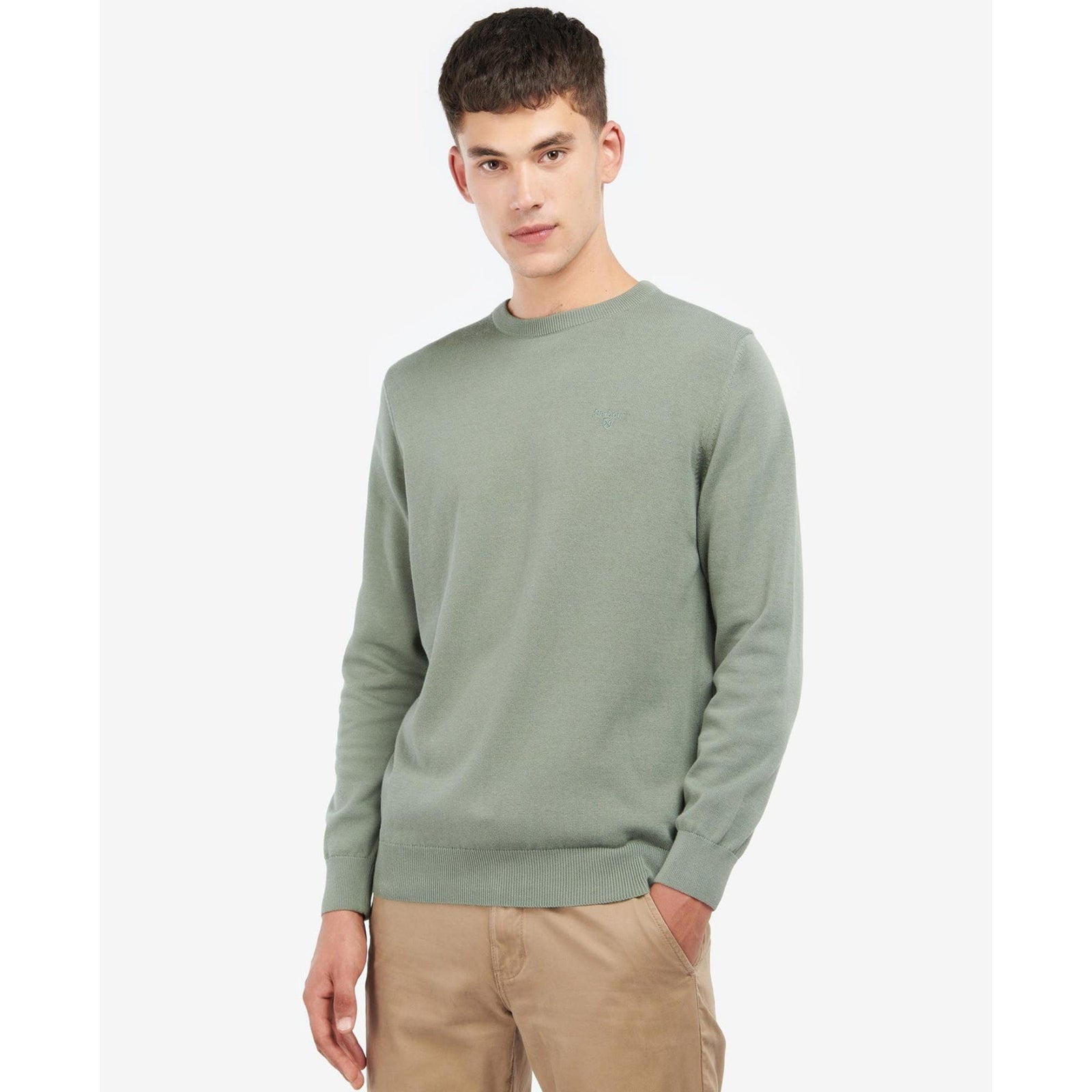 Barbour Pima Cotton Crew Neck in Agave Green