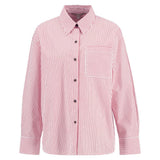 Barbour Polly Striped Relaxed Shirt In Poppy Red