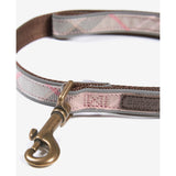 Barbour Reflective Tartan Dog Lead In Taupe/Pink Tartan