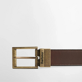 Barbour Reversible Transport Leather Belt In Dark Brown