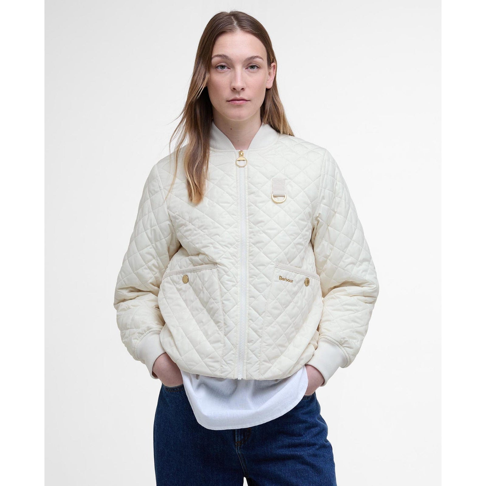 Barbour Reyna Quilted Bomber Jacket In Neutral