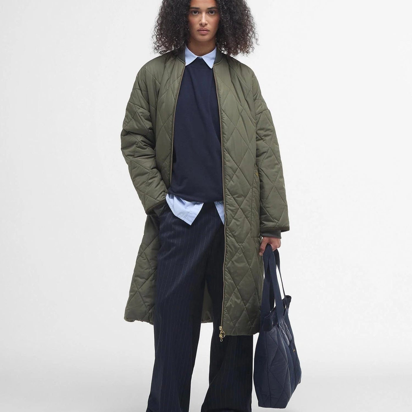 Barbour Rhea Quilted Jacket In Deep Olive/Ancient Tartan