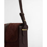 Barbour Rosa Suede & Leather Crossbody Bag Dark Brown