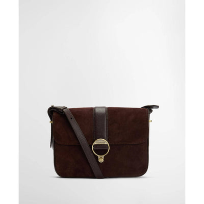 Barbour Rosa Suede & Leather Crossbody Bag Dark Brown