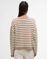 Barbour Rosie Striped Crew Neck Jumper In Fawn