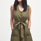 Barbour Rutherglen Sleeveless Midi Dress in Khaki