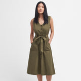 Barbour Rutherglen Sleeveless Midi Dress in Khaki