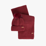 Barbour Saltburn Beanie & Scarf Gift Set In Cranberry