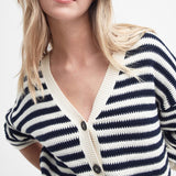 Barbour Sandgate Striped Cardigan In Navy/ White
