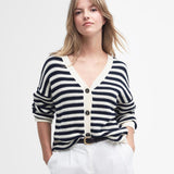Barbour Sandgate Striped Cardigan In Navy/ White