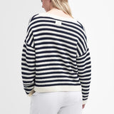 Barbour Sandgate Striped Cardigan In Navy/ White