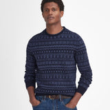 Barbour Stonebeck Fairisle Crew Neck Jumper In Navy