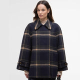 Barbour Tara Wool Coat In Navy Windowpane Check
