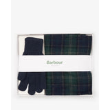 Barbour Tartan Scarf & Glove Gift Set In Green Loch Tartan