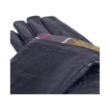Barbour Tartan Trimmed Leather Gloves In Black