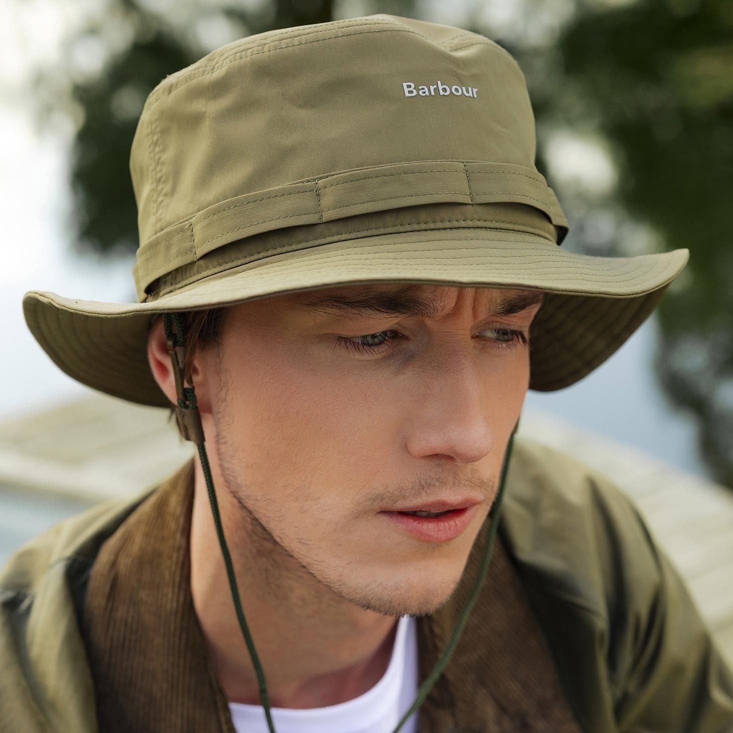 Barbour Teesdale Showerproof Bucket Hat in Army Green