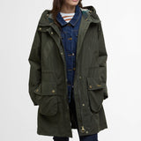 Barbour Una Showerproof Jacket In Olive/Tartan