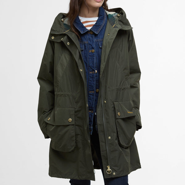 Barbour Una Showerproof Jacket In Olive/Tartan