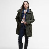 Barbour Una Showerproof Jacket In Olive/Tartan