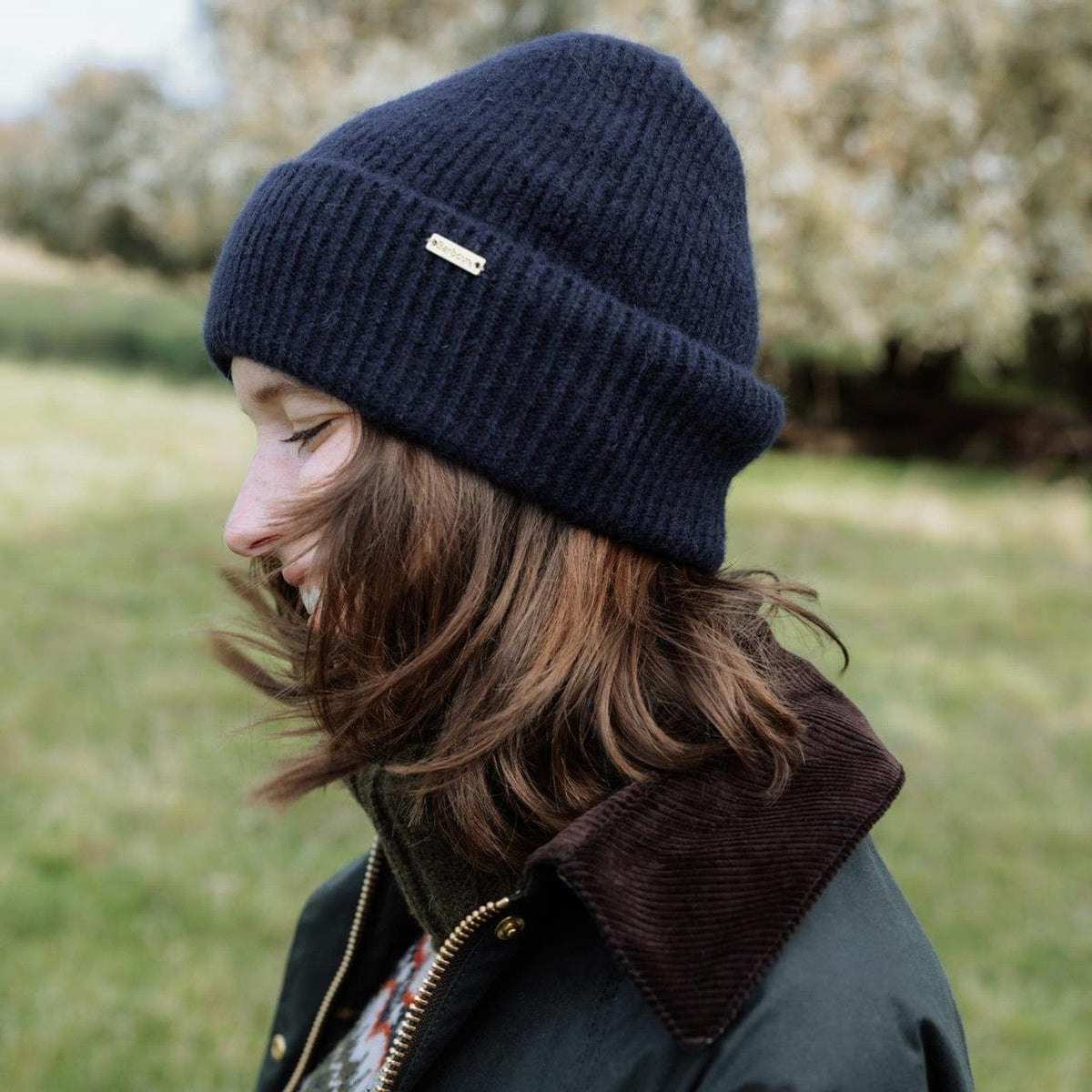 Barbour Women's Kirton Beanie Hat In Navy Marl - Main Image