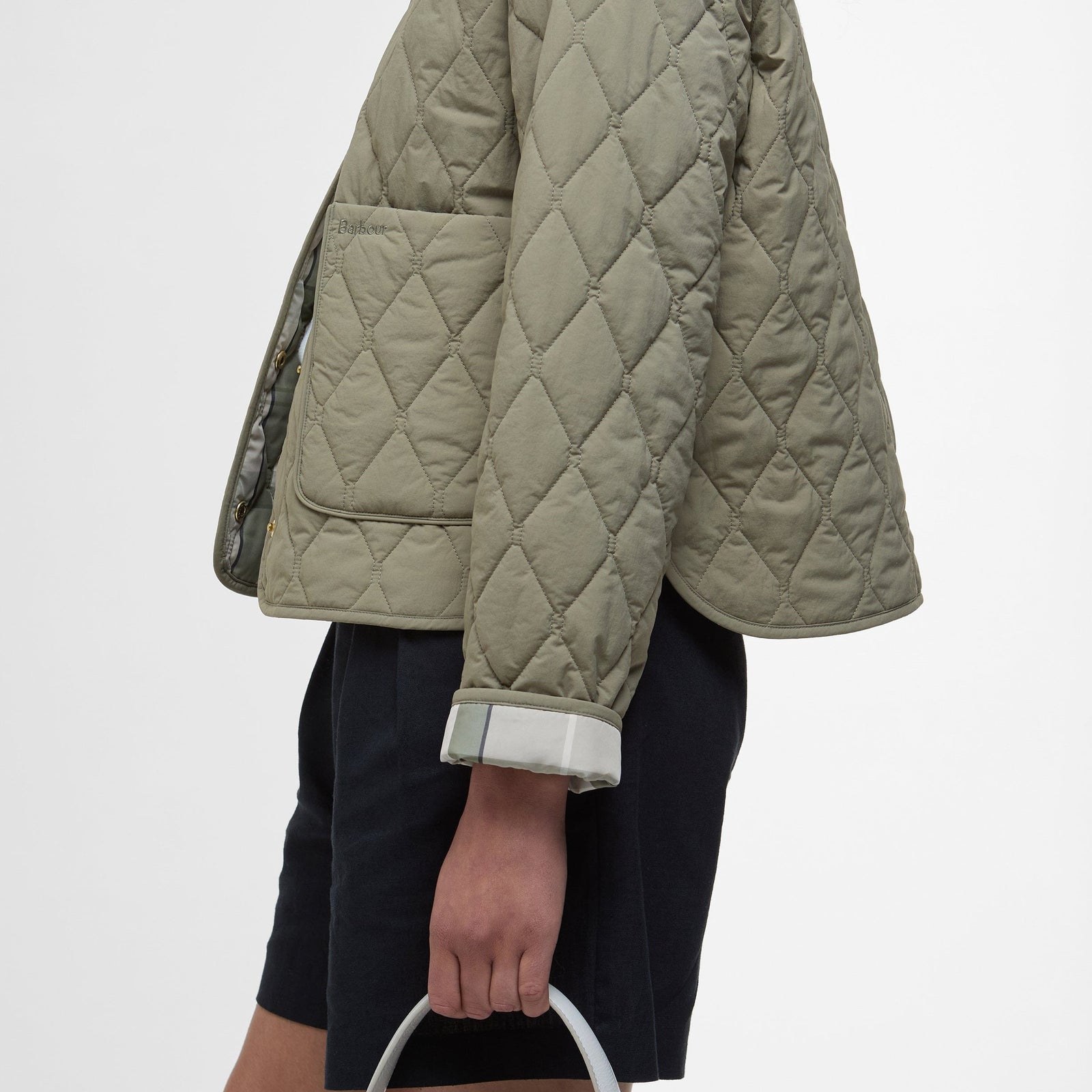 Barbour Women's Monroe Quilted Jacket In Dusky Green/Rosemary Tartan