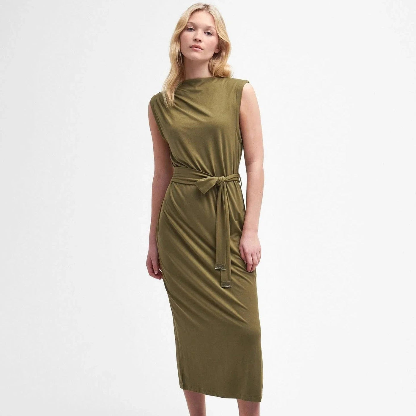Barbour International Courtney Midi Dress In Golden Khaki
