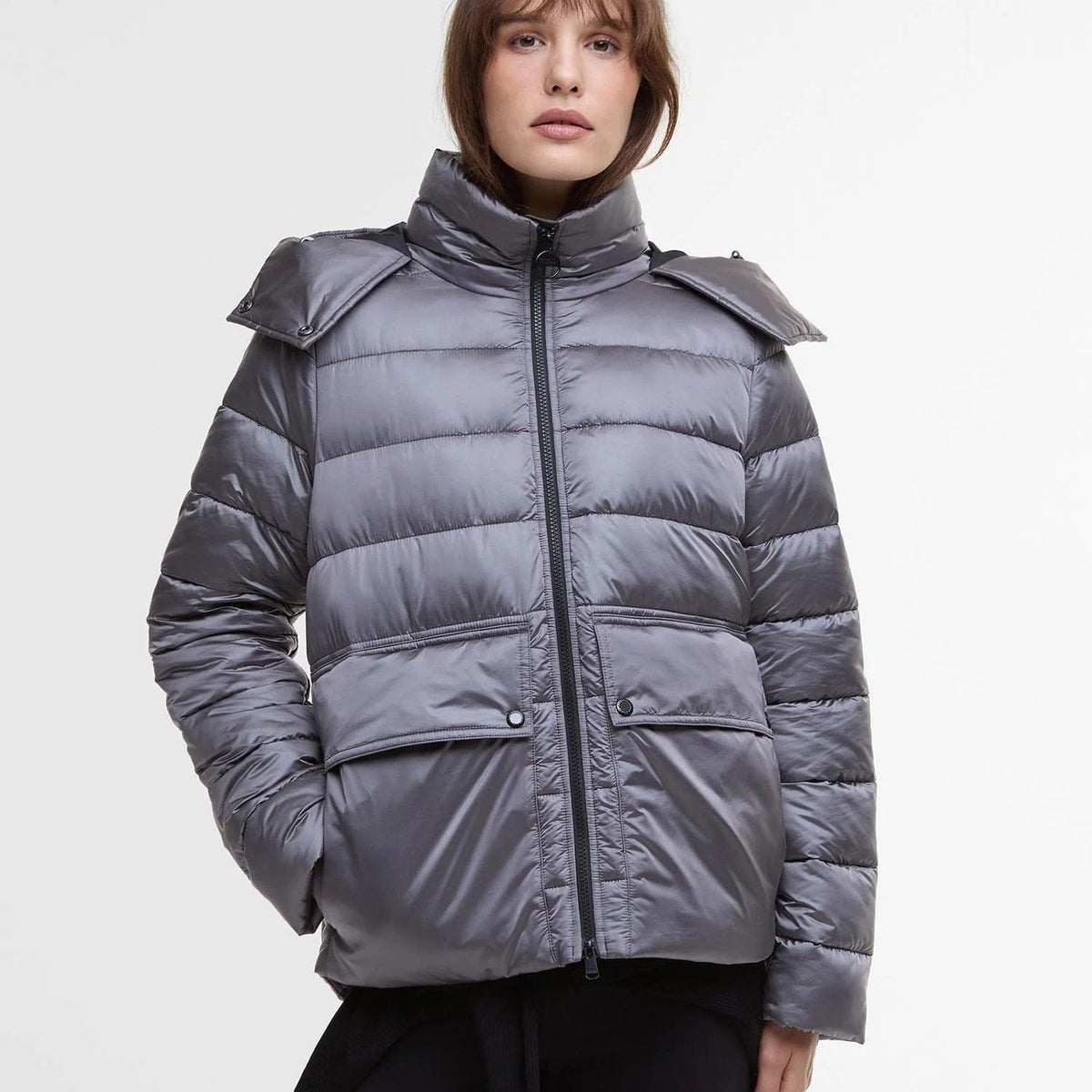 Michael Kors Leopard Print Quilted Puffer Coat Olive Combo