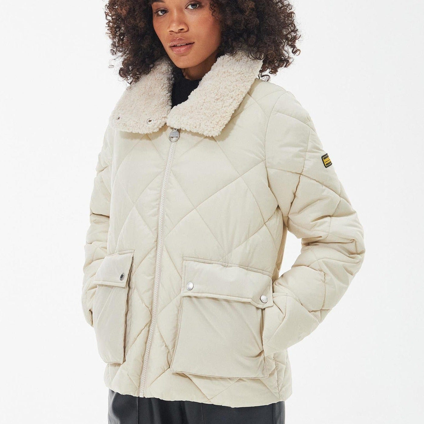 Barbour cream quilted jacket sale
