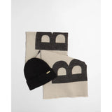 Barbour International Pendle Beanie & Milla Scarf Gift Set In Black Jasmine