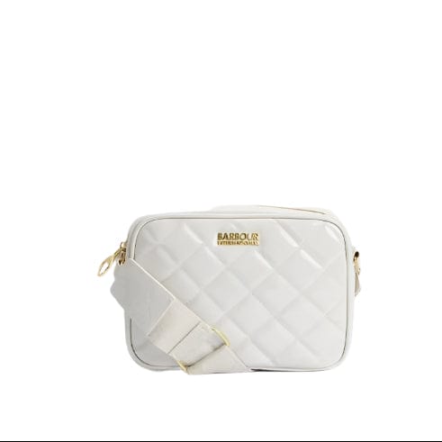 Barbour International Sloane Quilted Crossbody Bag In Gloss Silver Birch