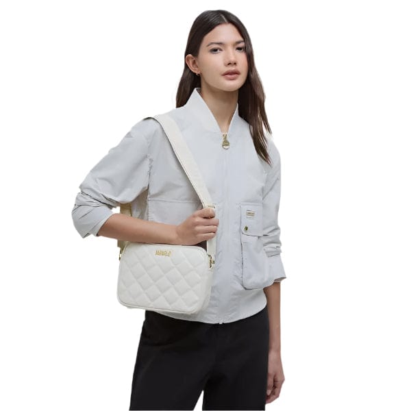 Barbour International Sloane Quilted Crossbody Bag In Gloss Silver Birch