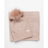 Barbour International Sparkle Beanie & Scarf Set in Pink