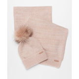Barbour International Sparkle Beanie & Scarf Set in Pink
