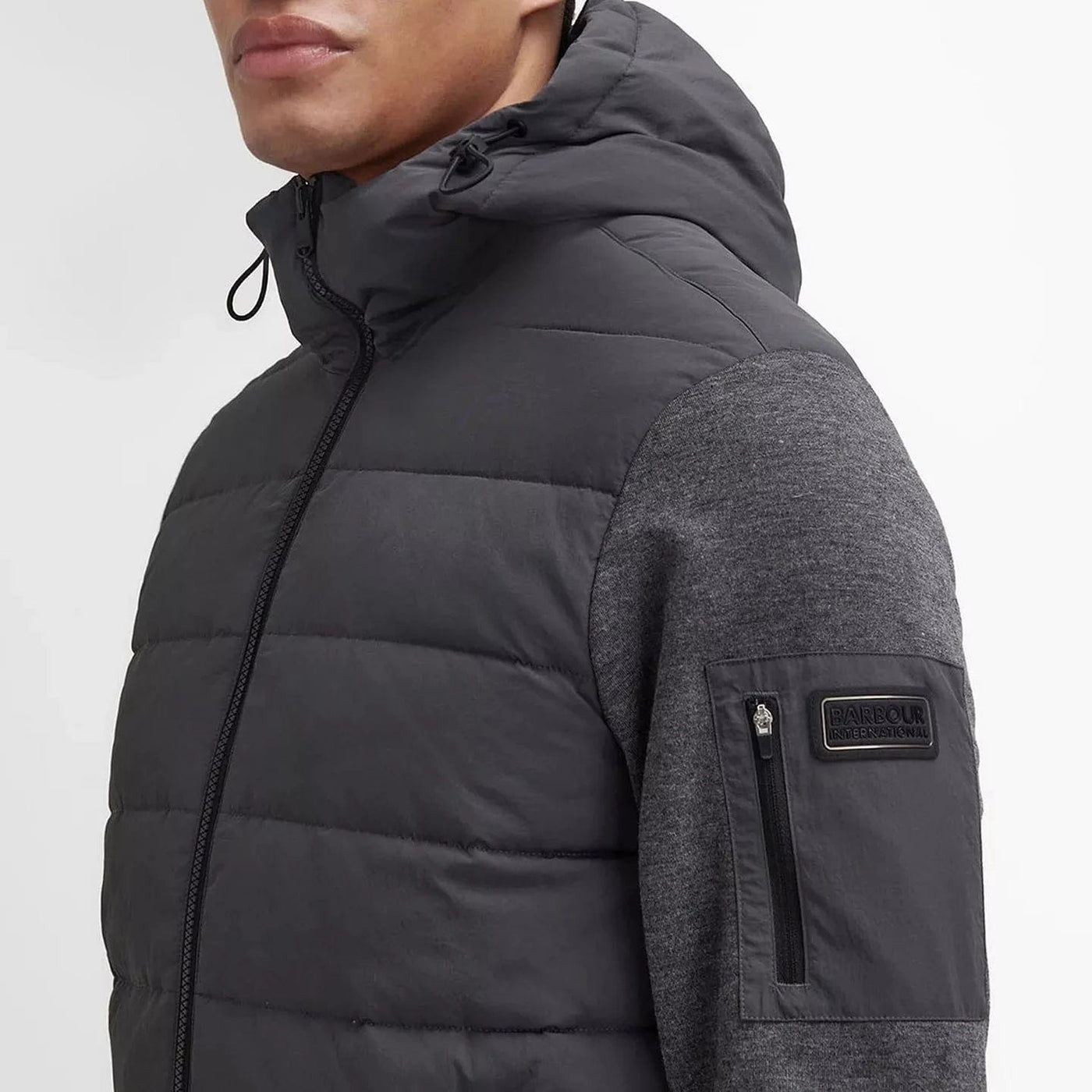 Barbour International Stanley Quilted Sweatshirt Jacket In Charcoal Ma
