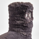 Bedroom Athletics Gisele 100% Recycled Faux Fur Rouched Slipper Boot in Ink