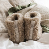 Bedroom Athletics Lauren Luxury Borg Fleece Short Slipper Boot In Biscuit