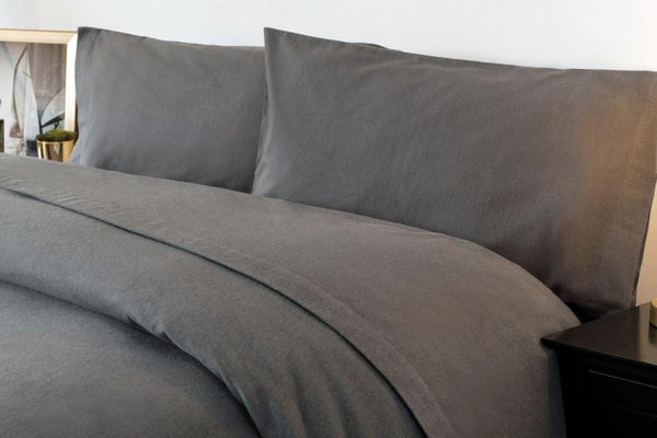 Belledorm Brushed Cotton Housewife Pillowcase Pair In Charcoal