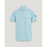Belstaff Scale Short Sleeve Shirt Garment Dye Cotton in Skyline Blue